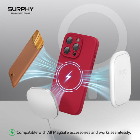 SURPHY Designed for iPhone 15 Pro Max Case Compatible with MagSafe (6.1 inch 2023), with 2 Pack Screen Protector, Liquid Silicone Phone Case (Came...