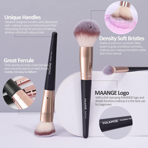 Makeup Brushes, MAANGE 18 Pcs Professional Makeup Brush Set Premium Synthetic Face Kabuki Brush Kit Foundation Blush Powder Eyeshadow Brushes Set...