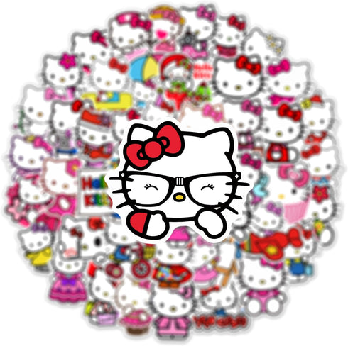 Kawaii Hello Kitty Stickers for Girl Water Bottle, 50pcs Cute Sanrio Cartoon Hellokitty Waterproof Vinyl Decal for Teen Kids Women Laptop Skateboa...
