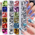 24 Grids Rhombus Hexagon Mermaid Holographic Glitter Nail Art Sequins Silver Colorful Collocation 3D Shiny Nail Art Flakes Acrylic Supplies Glitte...