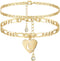 YANODA Initial Ankle Bracelets for Women, Layered Gold Anklets for Women 14k Real Gold Filled Figaro Letter Anklets for women waterproof Summer Je...