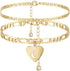 YANODA Initial Ankle Bracelets for Women, Layered Gold Anklets for Women 14k Real Gold Filled Figaro Letter Anklets for women waterproof Summer Je...