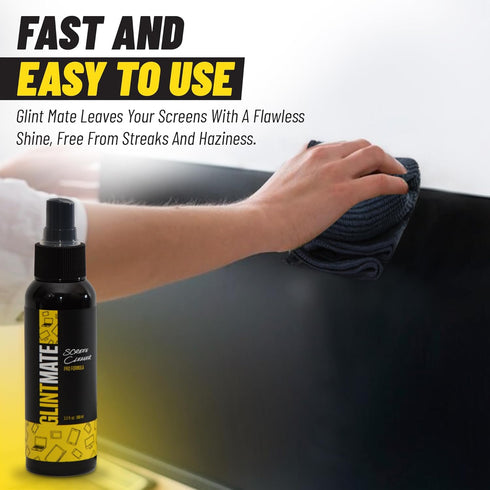Screen Cleaner Spray (3.3oz) - Glint Mate Spray Bottle and Microfiber Cloth Kit - PRO FORMULA for TV, Laptop, Monitor, Phone & Tablet (3.3oz)...