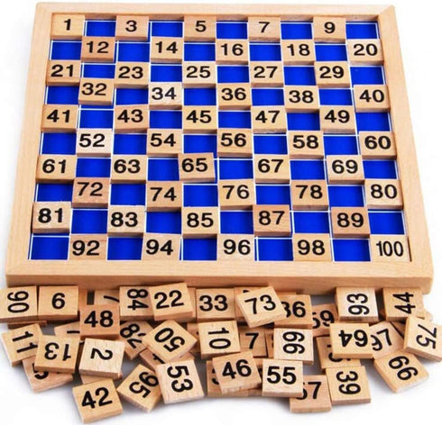 Wooden Hundred Board Montessori Math Counting Toys, 1-100 Numbers Kindergarten Preschool Learning Educational Game for Toddler Kids (Hundred Board...