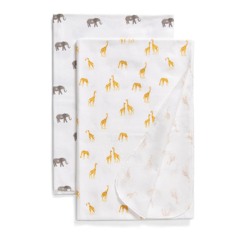 Delta Children 100% Cotton Flannel Baby Receiving Blankets for Girls and Boys – 30x30 Inches (Pack of 2), Safari Friends...