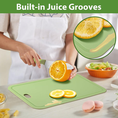 Cutting Boards fo Kitchen, Plastic Cutting Board Set of 3, Chopping Boards 8.3x12.24 Inch with Groove, BPA Free, Reversible Use for Kitchen Cuttin...