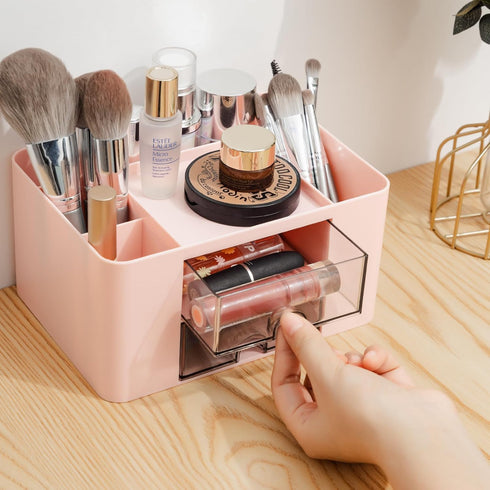Desk Organizer with 2 Drawer, Multi-Functional Pencil Pen Holder for Desk, Desk Organizers and Storage with 5 Compartments, Desktop Organizer for ...