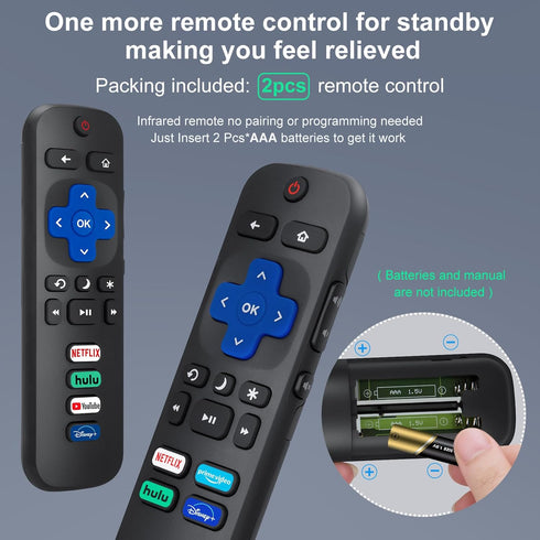 Replacement for TCL-Roku-TV-Remote-Control,for TCL Roku for Hisense Roku for Onn Roku Series Smart TVs(NOT for Roku Stick and Box)?Pack of 2?...