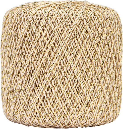 Aunt Lydia Metallic Natural/Gold Yarn - 3 Pack of 100y/91m - Mixed Materials - 10-100 Yards - Knitting/Crochet......