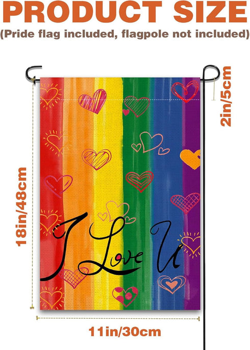 Pride Garden Flag, Gay Flag Pride Flag Outdoor Gay Pride Flag Rainbow Flag LGBTQ Flag, Heart Double-Sided Progress Pride Flag Garden Lawn Porch Ya...