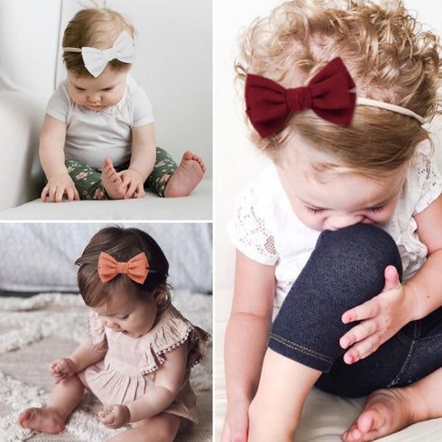 Baby Girl Headbands and Bows, Newborn Infant Toddler Nylon Elastics Hairbands Hair Accessories...
