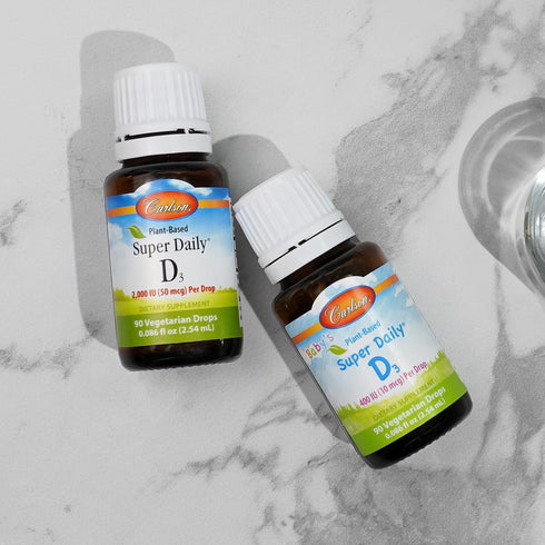 Carlson - Baby's Plant-Based Super Daily D3, Baby Vegetarian Liquid Vitamin D Drops, 400 IU (10 mcg) per Drop, Sourced from Algae, for Infants and...