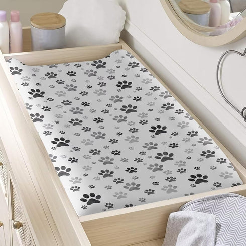 Changing Pad Covers for Boys Girls, Animal Paw Print Diaper Changing Table Pad Cover Soft Comfy Changing Mat Covers for 32"x16" Contoured Pad...