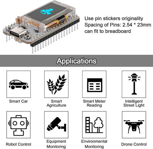 MakerFocus ESP32 Development Board SX1262 863 928MHz LoRaWAN WiFi Bluetooth Dual Core 240MHz Integrated CP2102 with 0.96" OLED Display and Antenna...