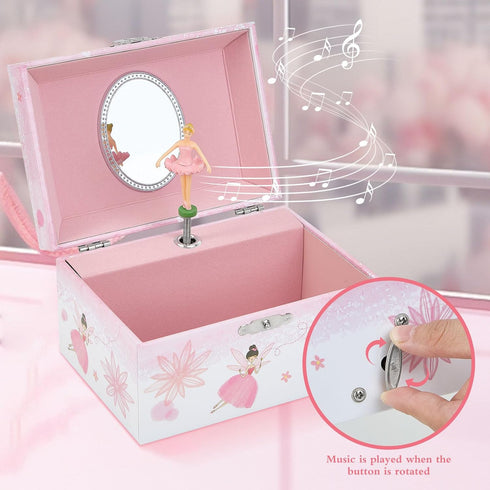Girl's Gift Music Box with Spinning Ballerina,Fairy Design Musical Jewelry Box for Kids Jewel Storage,Toys for Girls...