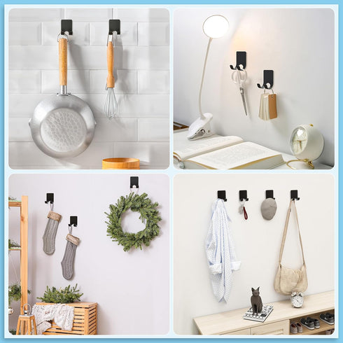 VIS'V Shower Wall Razor Holder, Metal Adhesive Razor Hooks for His and Hers, Waterproof, Black, 2 Pcs...