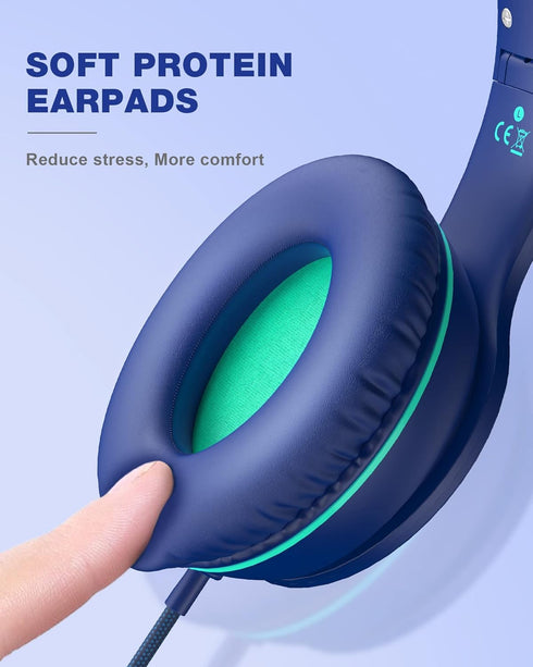 ELECDER i45 On-Ear Headphones with Microphone - Foldable Stereo Bass, Portable Wired Headphones with No-Tangle 1.5M Cord, 3.5MM Jack for School/Ki...