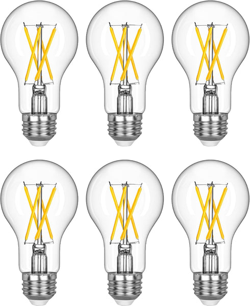 EDISHINE 6 Pack LED Edison Bulbs, A19 Dimmable LED Light Bulb, 800LM 4000K Cool White Light, 240° Beam Angle & E26 Base, 8W Equivalent 60W, Decora...