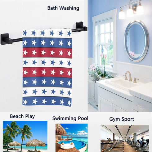 Naanle Stylish Independence Day USA 4th of July Stars Stripes Soft Large Hand Towels for Bathroom, Hotel, Gym and Spa (16" x 30",Blue Red)...