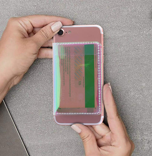 CheapSunday ID Card Holder for Back of Phone Leather Phone Wallet Stick On with Stand Flip Waterproof Leather Adhesive Wallet for Most Cellphones ...
