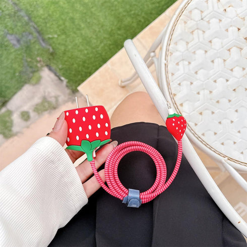 Cute Cartoon Charger Protector Case - Compatible for iPhone 18W 20W USB-C Power Adapter and Lightning Cable (06)......