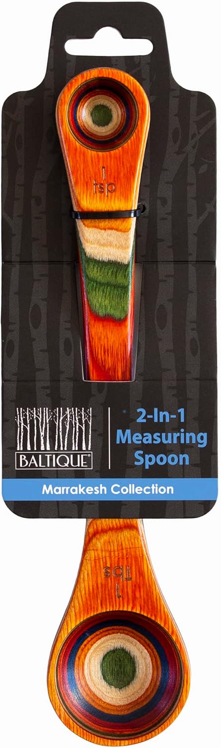 Totally Bamboo Baltique Marrakesh Collection 2 in 1 Wooden Measuring Spoon with Tablespoon and Teaspoon Measurements...