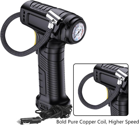 Tire Inflator Portable Air Compressor, Pump for Car Tires, Handheld Air Pump, Air Compressor Car Tire Pump, Tire Inflator with Pressure Gauge, LED...