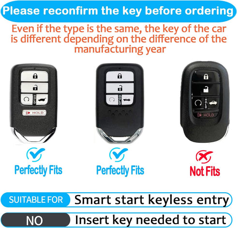 Tukellen for Honda Leather Key Fob Cover with Keychain Compatible with Honda Accord Civic Fit Pilot Odyssey CRV Clarity CRZ HRV Ridgeline EX EX-L ...