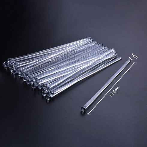 Aboat 120 Pieces 7.3 Inch Plastic Round Top Swizzle Sticks, Crystal...