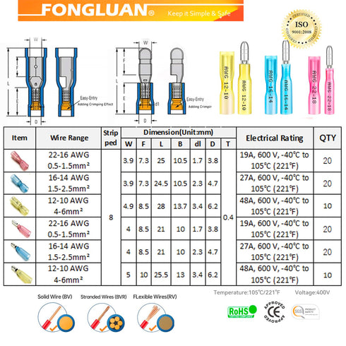 100pcs Heat Shrink Bullet Connectors 22-10 Gauge Quick Disconnect Wire Connectors Female Male Crimp Connectors Waterproof Electrical Butt Terminal...