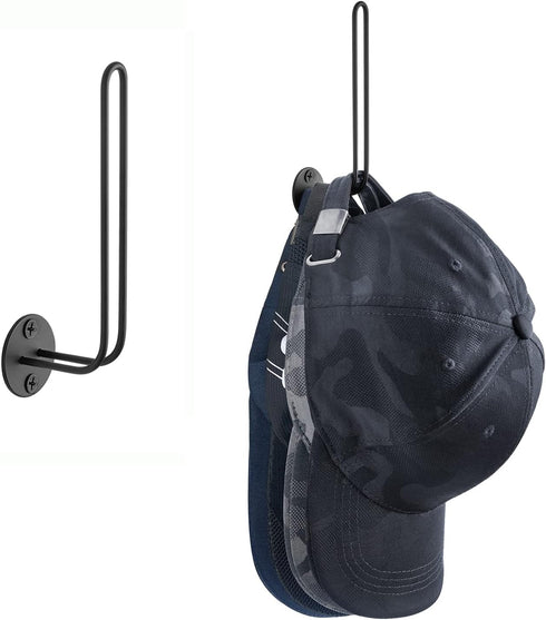 Mkono Hat Organizer for Baseball Caps, Set of 2 Wall Hat Rack 5 Inches Space Saving Holds 20 Caps Modern L -Shaped Hat Hooks Wall Mount Hat Holder...