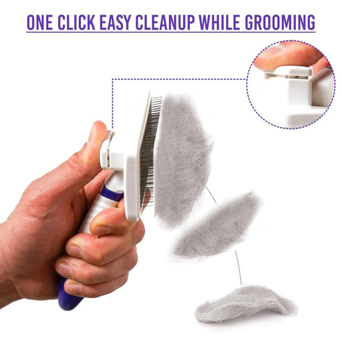 Self-Cleaning Gentle Slicker Brush, Sensitive Skin Gentle Dog Brush, for Big Dog and Large Breed, to Remove Loose Hair, Mats, Dirt - Pain Free Gro...