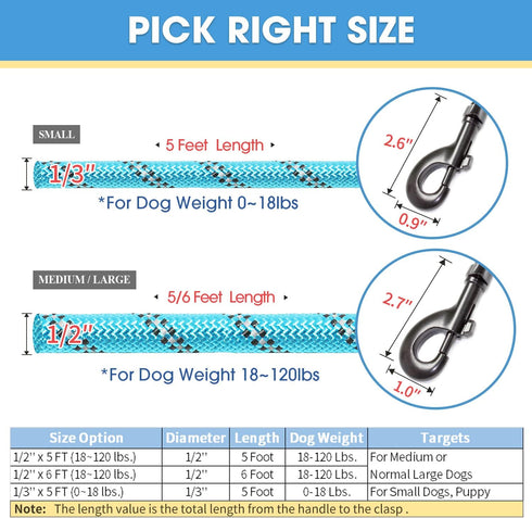 BAAPET 2 Packs 5/6 FT Dog Leash with Comfortable Padded Handle and Highly Reflective Threads Dog Leashes for Small Medium and Large Dogs (5FT-1/2'...