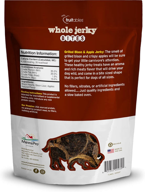 Fruitables Dog Treats – Whole Jerky Bites – Grilled Bison Dog Treats – Healthy Dog Treats – 5 Ounces...