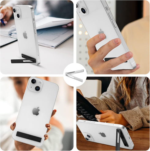 Mini Phone Kickstand, Folding Invisible Portable Metal Cell Phone Stand Holder for Desk, Compatible with iPhone, Samsung and All Cellphones, Black...