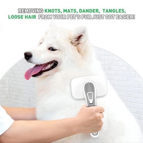 Dogs Cats Self Cleaning Slicker Brush for Shedding & Grooming Any Breed of Pets, Remove Loose Undercoat Knots Mats Tangled Hair for Small Medium L...