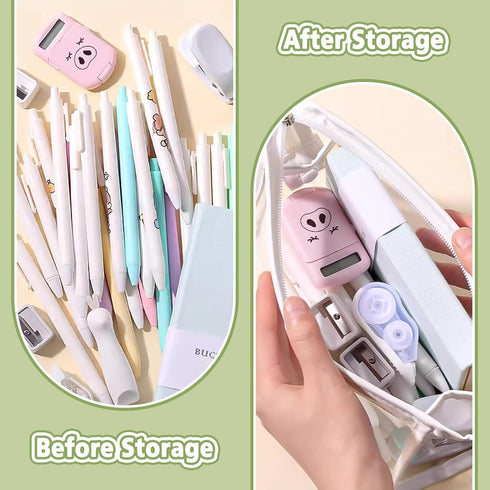 6 Pcs Clear Pencil Pounch Pen Case, Plastic Marker Pouches with Zipper, Waterproof Travel Toiletry Cosmetic Makeup Bag, Multifonction Stationery O...