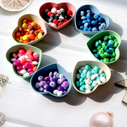 150PCS 12mm Lentil Silicone Beads 7 Color Set DIY Focal Beads Mix Color Silicone Beads for Pens Rubber Beads Loose Beads for Art Craft...