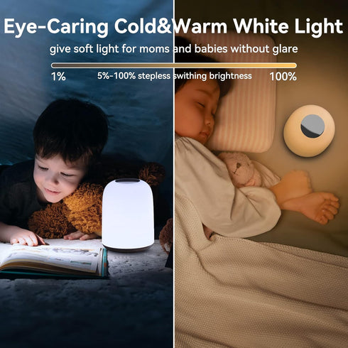 Hifree Touch Bedside Table Lamp,Portable USB-C Rechargeable Night Light for Kids. RGB Dimmable with 3 Modes for Bedroom, Nursery,Living Room. Soft...