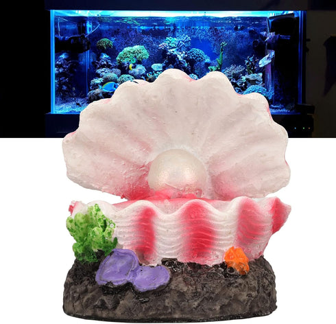 Tnfeeon Aquarium Shell Air Bubbler Decoration Simulation Artificial Resin Fish Reservoir Shell Ornament with Air Bubble Stones...