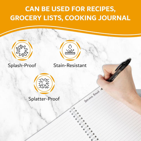 Waterproof Cooking Notebook - For Grocery Lists or a Recipe Book to Write in Your Own Recipes - Chefs - Cooks - Bakers - All Cooking Fans - 50 She...