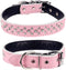 Rhinestone Dog Collar, Adjustable Cute Dazzling Sparkling Soft Leather Dog Collar Crystal Diamond Pet Dog Puppy Collar (M, Pink)...
