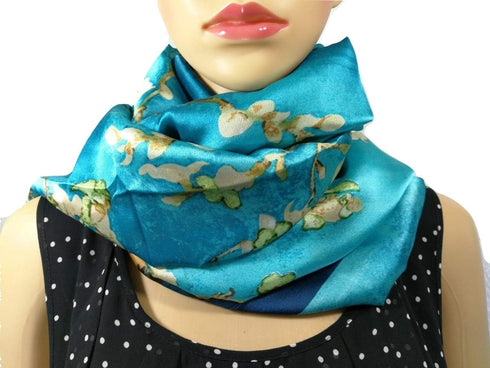Shanlin Silk Feel Long Floral Satin Scarves for Women in Gift Box...
