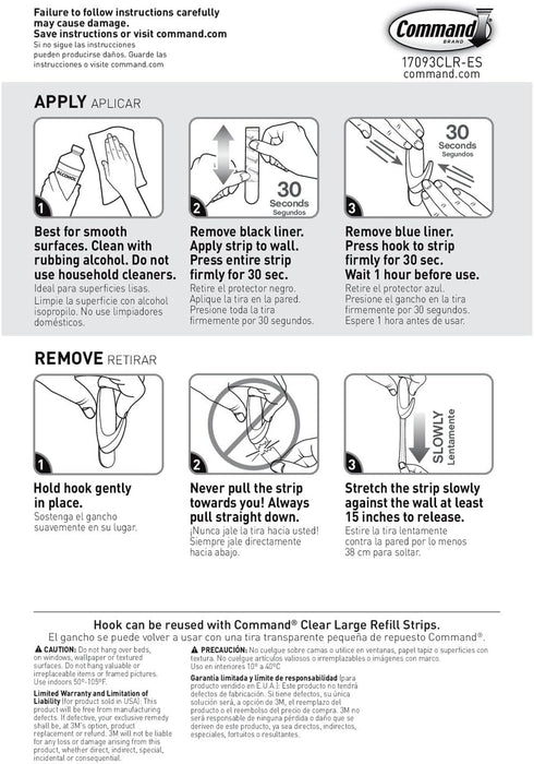 Command 6-packages of Large Hook, Decorate Damage-Free, Holds 4 lbs (17093CLRES)...