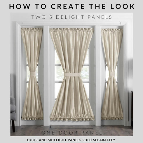 Elrene Home Fashions Colette Faux-Silk Side Door Window Panel, 28 in x 72 in (Side Door Panel), Ivory...