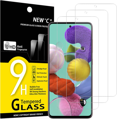 NEW'C [3 Pack Designed for Samsung Galaxy A51 Screen Protector Tempered Glass, Case Friendly Anti Scratch Bubble Free Ultra Resistant......