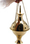 Brass Hanging Censer, Charcoal Incense Burner with Chains, 7" High x 3.5" Diameter...