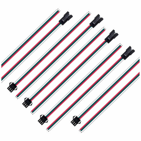 20 Pairs JST SM 3 PIN Wire Connectors for WS2812B WS2811 WS2812 WS2814 SK6812 FOCB CCT LED Strip Female Male 15cm 20awg Wire...
