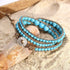 KELITCH Turquoise Mother of Pearl Silver Mix Beaded 3 Wrap Bracelet Handmade New Cuff Jewelry...