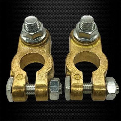 Ampper Brass Battery Terminal Connectors, Top Post Battery Terminals Clamp Set for Marine Car Boat RV Vehicles (1 Pair)...